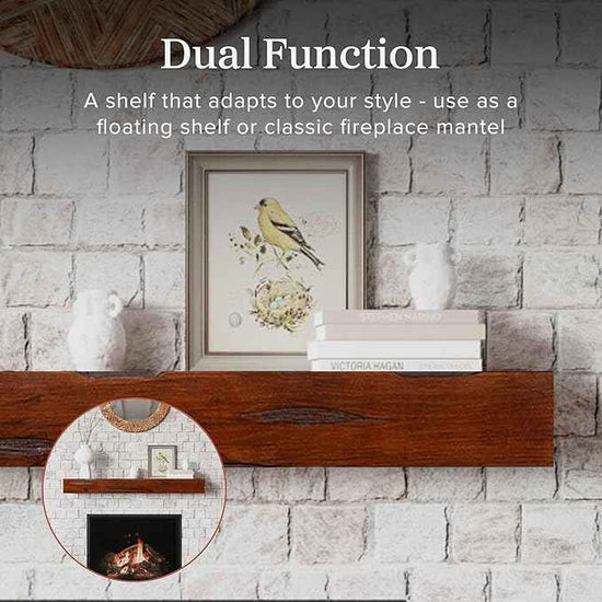 MANTELSDIRECT Breckenridge 60” Fireplace Mantel Shelf with Corbels – Rustic Floating Mantel Shelf for Over Fireplace – Cherry - Wood Shelf for Wall – Pine Box Construction