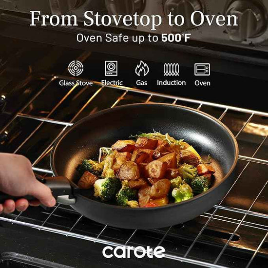 CAROTE 20pcs 4-Ply Premium Hard Anodized Pots and Pans Set Non Stick with Detachable Handle, Dishwasher/Oven Safe, RV Kitchen Cookware Set Nonstick, Induction Cookware, Large Capacity Pans and Pot Set