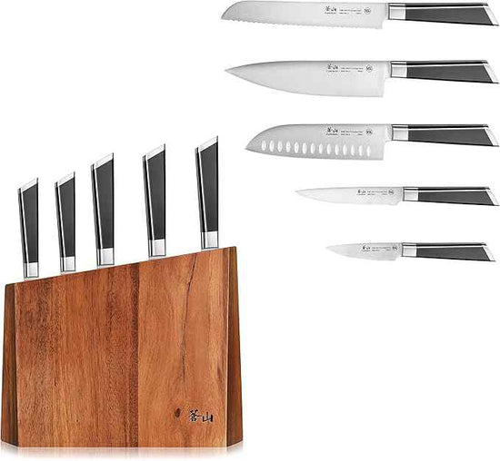 Cangshan Y2 Series Knife Set, 6-Piece German Steel Block, Silver