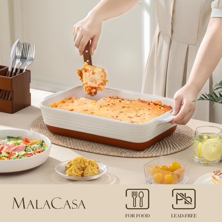 Large 9x13 Ceramic Baking Dish with Rack