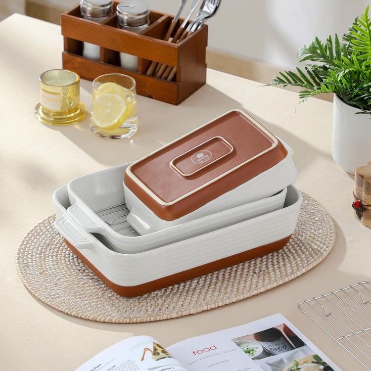 Casserole Dishes for Oven with Roasting Racks (3 Count)