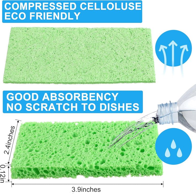 Zhengmy 100 Pieces Kitchen Sponge Bulk Natural Sponges for Dishes Compressed Wood Pulp Sponges Cleaning Sponge Without Scratching for Kitchen Bathroom, 3.9 x 2.4 x 0.12 Inch (Multicolor)