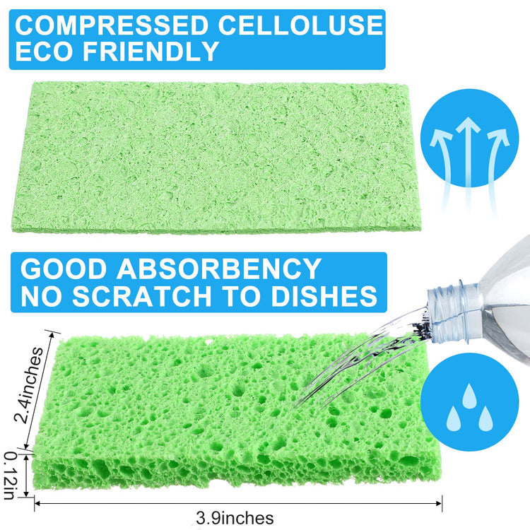 100 Pieces Compressed Wood Pulp Dish Sponges for Kitchen