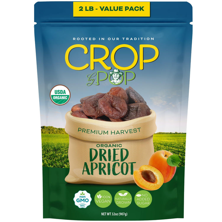 CROP BY POP Organic Sun Dried Apricots (32 Ounce)