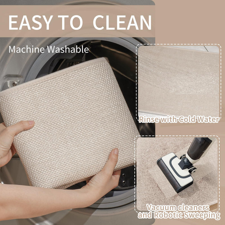 Long Kitchen Runner Rugs Kitchen Mat Non Slip Washable Beige 17"x71" (8.307 Sq Ft)
