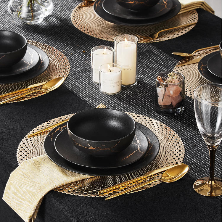 12 Piece Matte Crackle Dinnerware Set