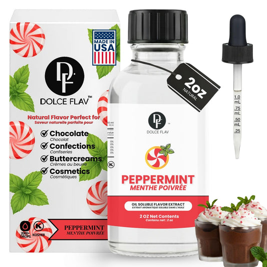 Natural Peppermint Extract Oil Soluble Flavoring for Candy & Baking (2 Fl Oz)