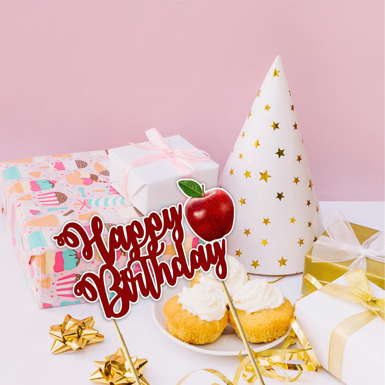 Apple Happy Birthday Cake Topper