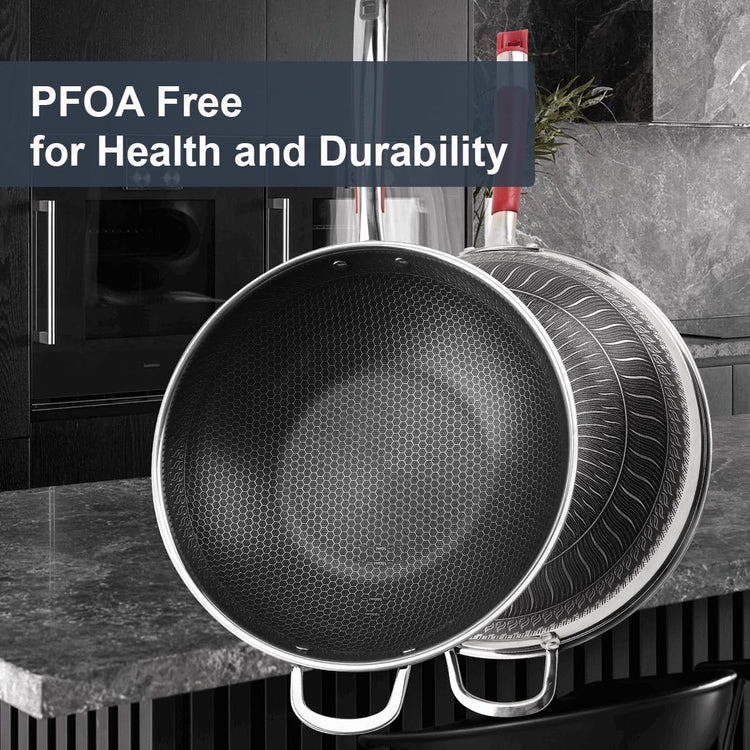 Tri ply Stainless Steel Wok with Lid