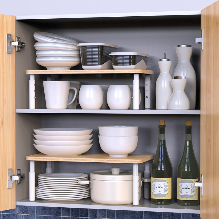 Bamboo Cabinet Organizer Shelf 2 Pack (2 Count)