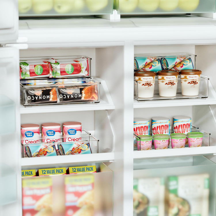 4 PACK Freezer Organizer Bins Clear Stackable Storage Bins for Fridge Organization and Storage (4 Count)
