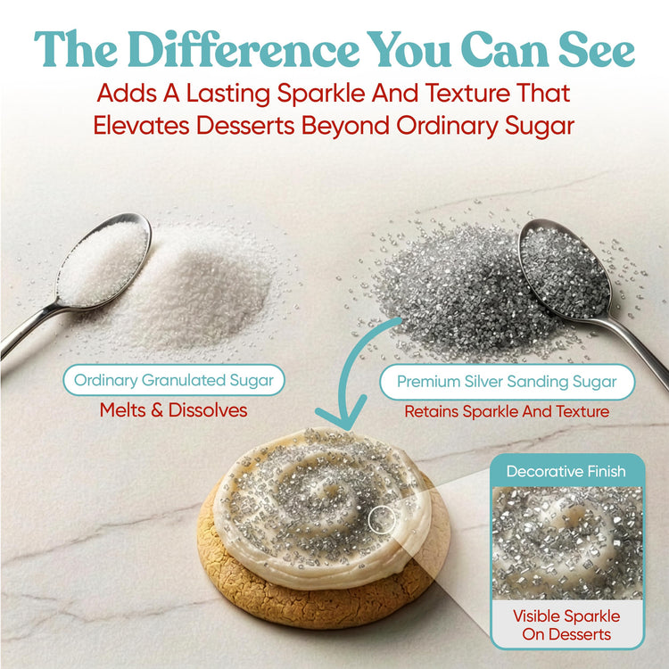 Silver Sanding Sugar for Baking & Cookie Decorating (5 Ounce)