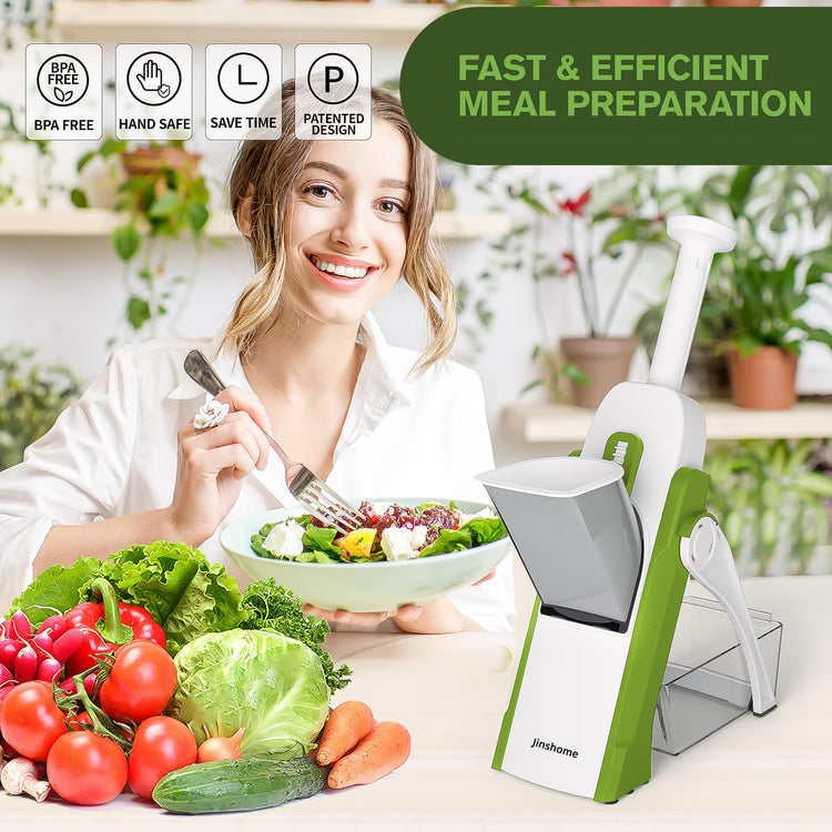 Upgraded Mandoline Slicer for Kitchen &Safe Vegetable Chopper 5 in 1 & Adjustable Mandoline Slicer