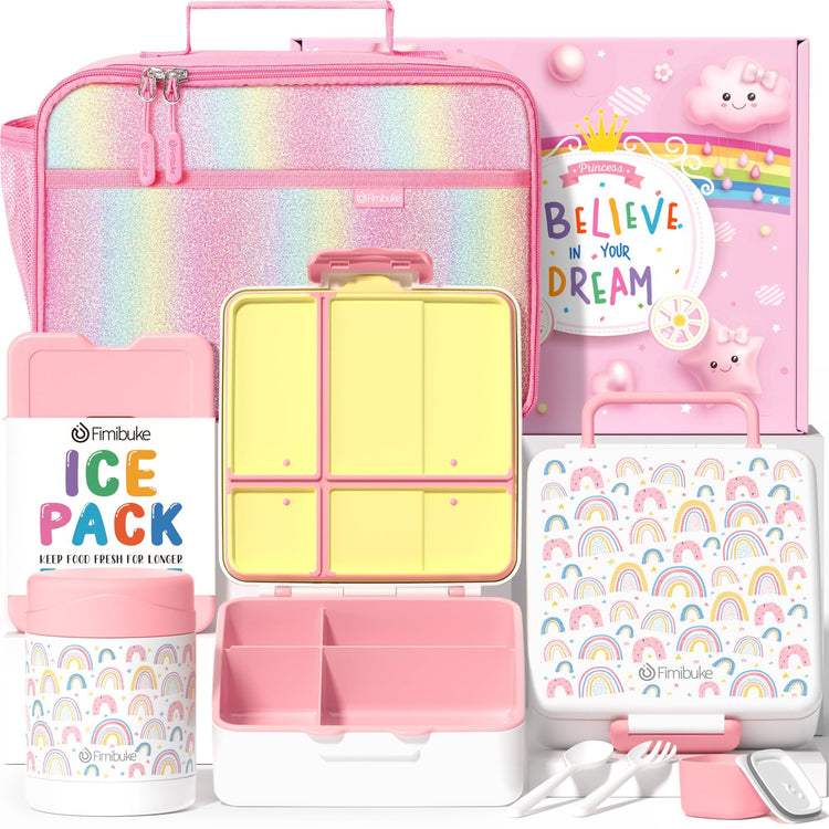 Kids Bento Snack Lunch Box with Thermo Insulated Toddler Lunch Bag