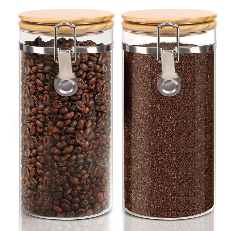 Glass Storage Jars Set Elegant Containers with Airtight Bamboo Lids