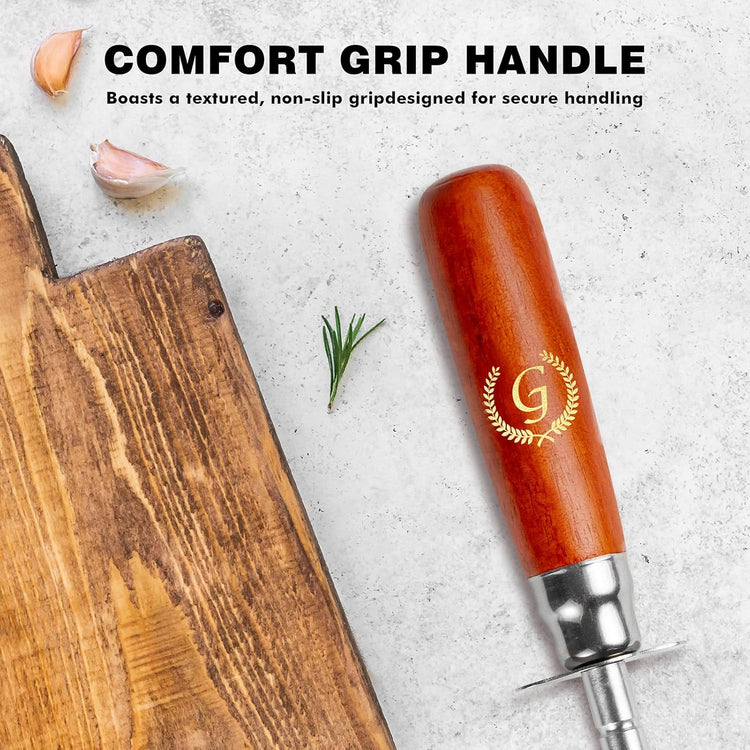 Knife Sharpener Rod, Kitchen Knives Sharpener Carbon Steel Professional Knife Sharpening Steel, Honing Rod with Hanging Holes (13 inches), G