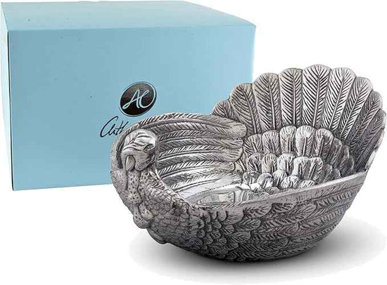 Arthur Court Serving Salad Bowl Turkey Large Thanksgiving Table Serving Bowl Fruit Bowl Statement Piece 13 inch Long x 10.5 inch Wide