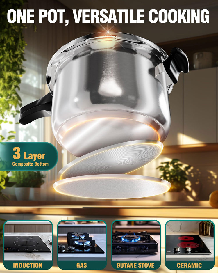 Pressure Cooker Stainless Steel 6.5 Qt