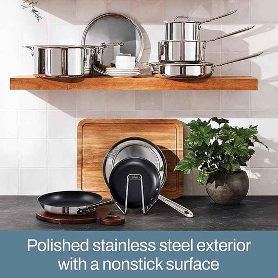 All-Clad Stainless Steel Pro Nonstick Frying Pan Set – 8 & 10 Inch Skillets, Induction Compatible, Oven & Broiler Safe to 500°F, Professional Cookware, Silver