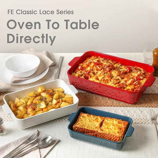 Ceramic Baking Dish Set of 3, Casserole Dishes for Oven, Ideal for Baking, Stewing, Roasting, and Holiday Feasts. The Gift for Mother's Day, Thanksgiving, Christmas, or Housewarming
