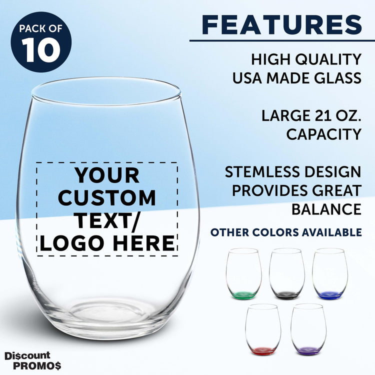 10 ARC Stemless Wine Glasses Set (10 Count)