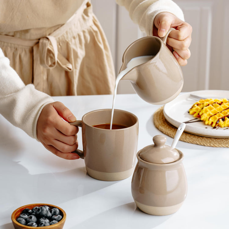 Ceramic 10oz Sugar Bowl & 13oz Creamer Set