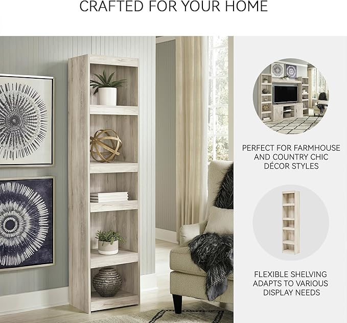 Signature Design by Ashley Bellaby Farmhouse Pier with 3 Adjustable Shelves, Whitewash