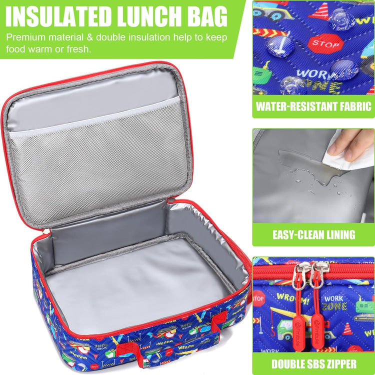 Kids Bento Snack Lunch Box with Thermo Insulated Toddler Lunch Bag