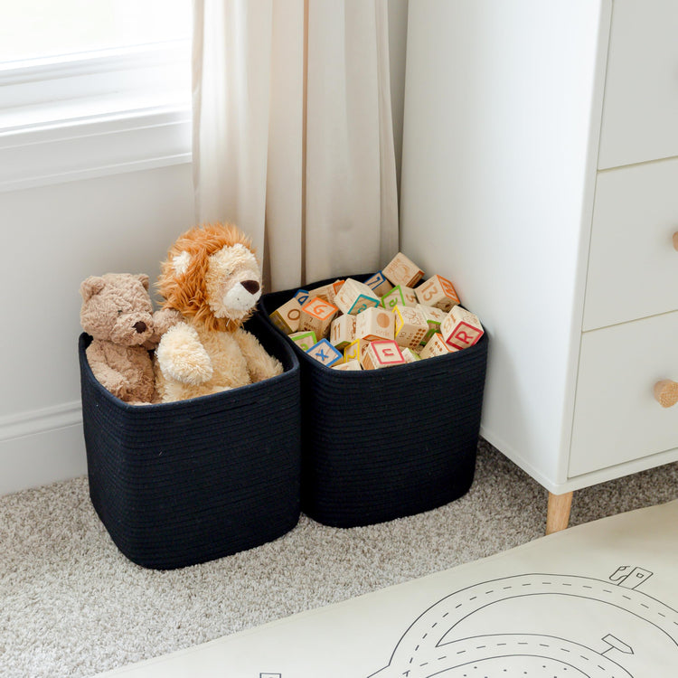 Storage Cubes 11 Inch Cotton Rope Woven Baskets for Organizing (3 Count)