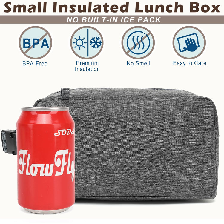 Small Insulated Lunch box Portable Soft Bag Mini Cooler Thermal Meal Tote Kit with Buckle for Work