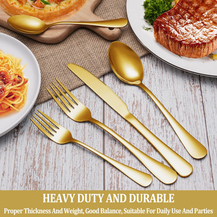 60 Pcs Gold Silverware Set Service for 12 (60 Count)