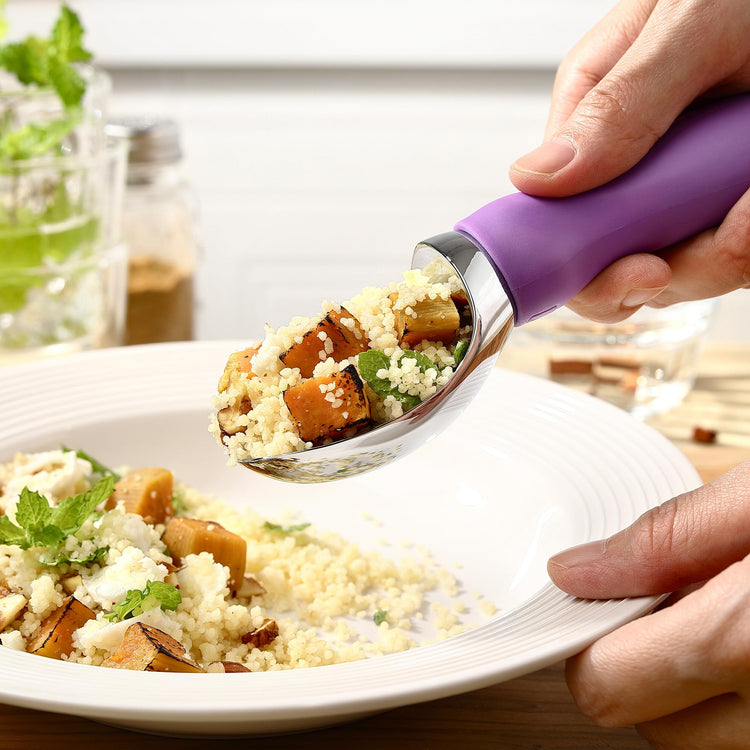 Heavy Duty Metal Ice Cream Scoop with Soft Grip Handle