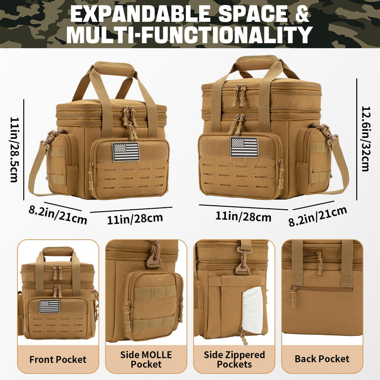 Tactical Lunch Box for Men Expandable 18L Heavy Duty Military Insulated Cooler Bag