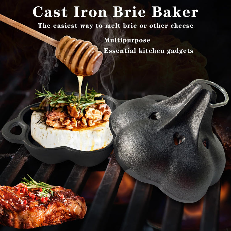 Pre Seasoned Cast Iron Smoker & Garlic Roaster with Airflow Lid