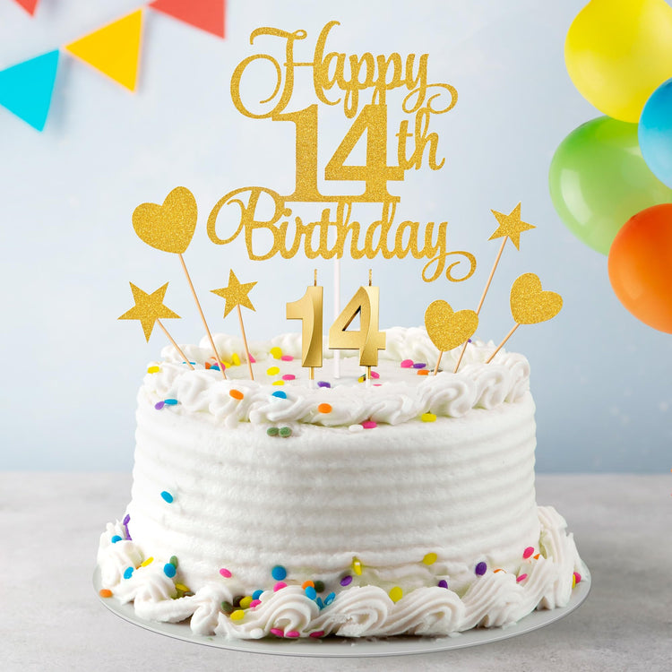 14th Birthday Cake Decorations (9 Count)