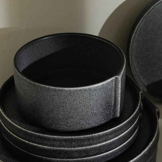 Stone Lain Bao 8-Piece Bowl Set Stoneware, Charcoal