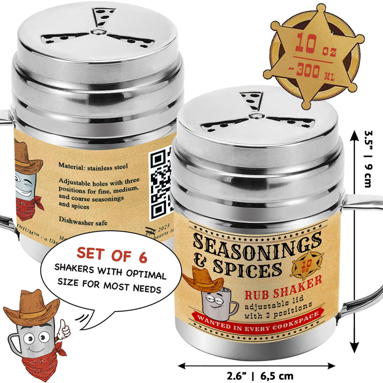 Pack of 6] 10 oz Seasonings Spice Shakers (6 Count)