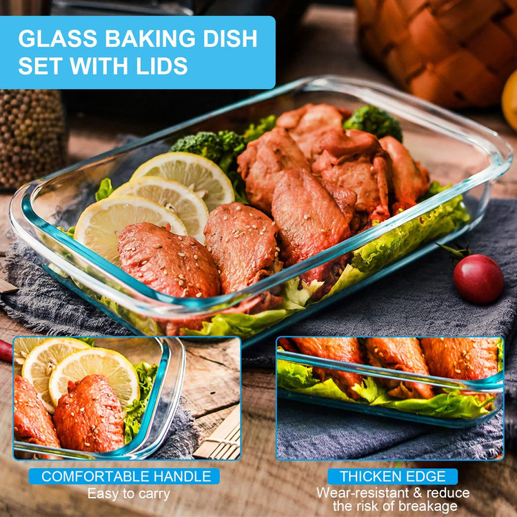 8 Pieces Glass Baking Dish with Lids (8 Count)