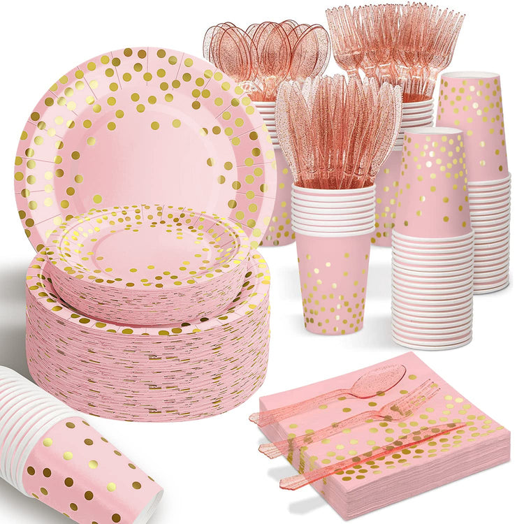 Pink Gold Paper Plates (25 Count)