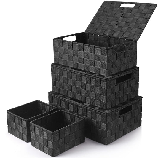 Storage Baskets with Lids (5 Count)