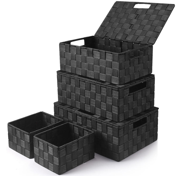Storage Baskets with Lids (5 Count)