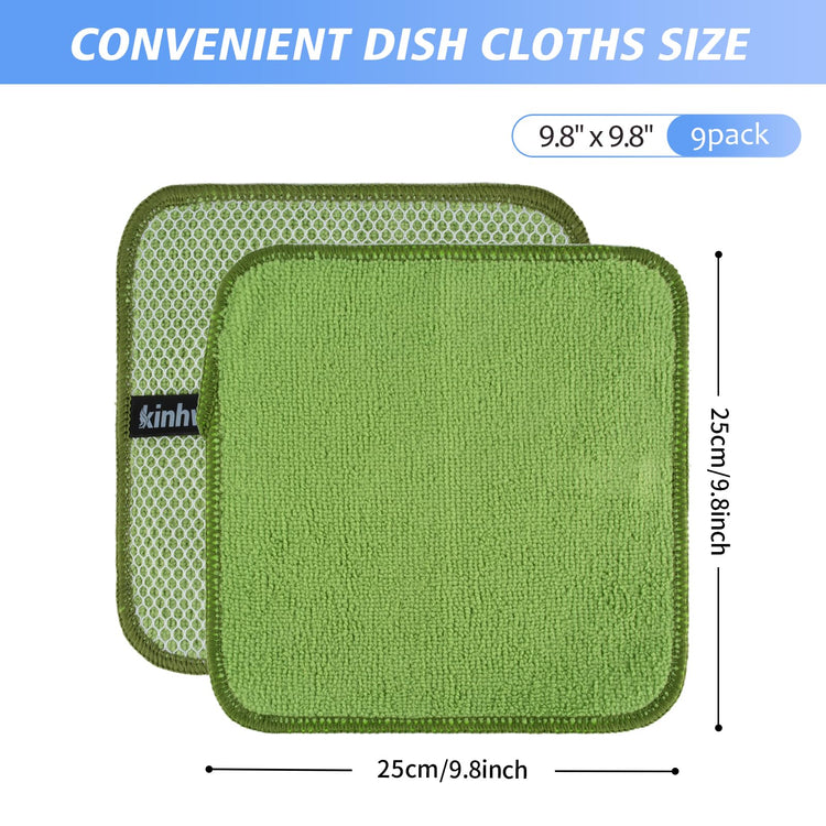 Dish Cloths for Washing Dishes with Scrub Side (9 Count)