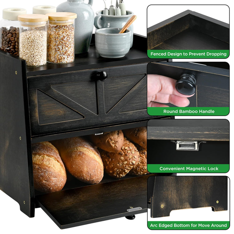 Bamboo Corner Bread Box for Kitchen Countertop 2