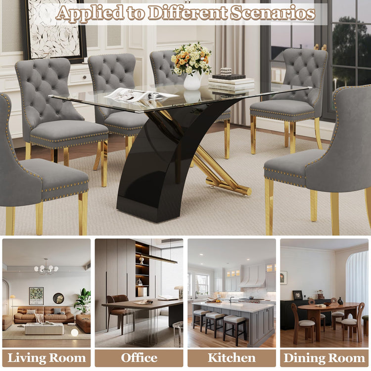 7 Piece Glass Dining Table Set for 6
