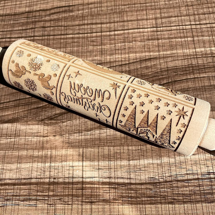 Christmas Wooden Rolling Pin for Baking