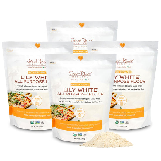 Great River Organic Milling Lily White Organic All-Purpose Flour | Unbleached & Unbromated | Non-GMO, Kosher | Ideal for Bread, Cookies, Cakes, Pizza Dough & Everyday Baking | 2 Lb (Pack of 4) - Nestoria