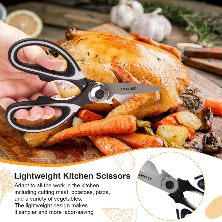 Kitchen Scissors Utility Chopping Scissor Professional Shears for Meat Cutting Sharp Kitchenaid Shears Multipurpose Scissor for Food Outdoor BBQ No Rust + 100 Pcs Plastic Gloves Disposable