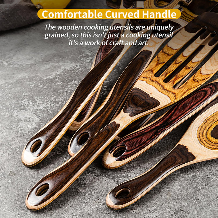 7 Piece Brown Pakkawood Utensils Set (7 Count)