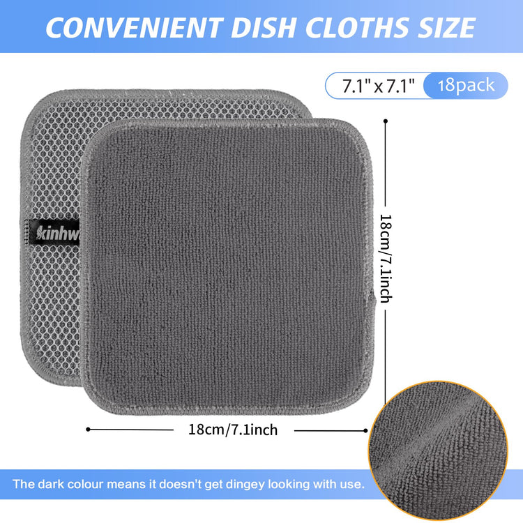 Dish Cloths for Washing Dishes with Scrub Side (18 Count)