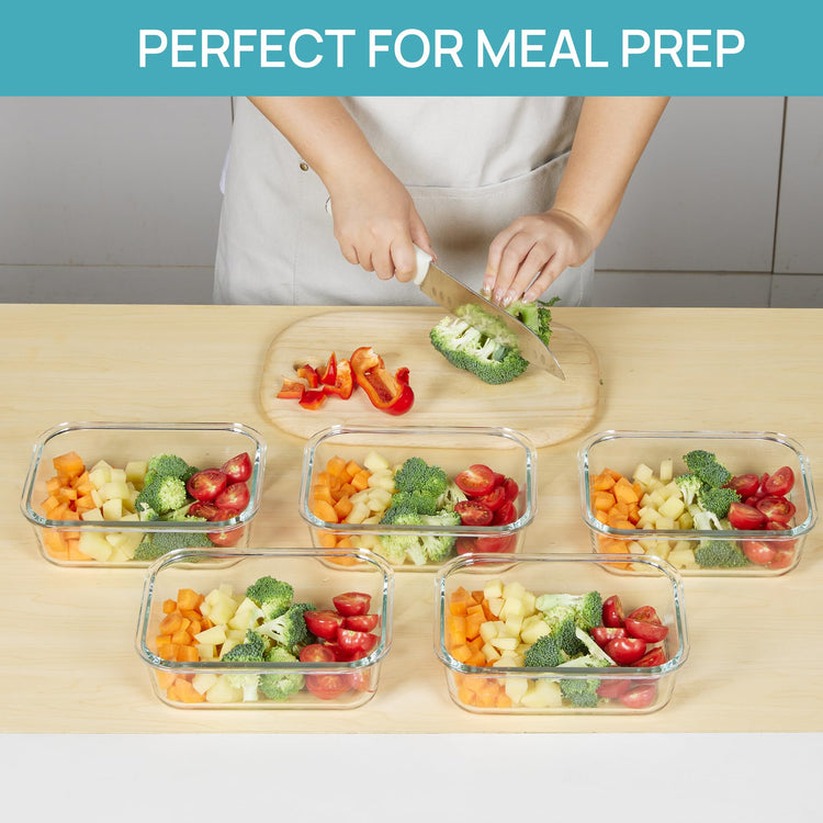 5 Pack 35oz Glass Food Storage Containers with Lids (5 Count)